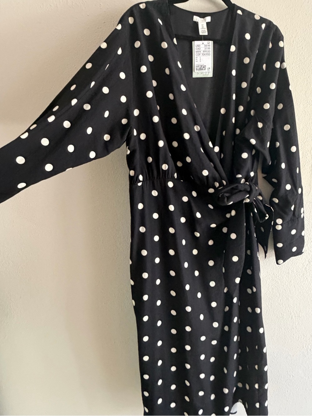 H&M Black & White Polka Dot Wrap Dress